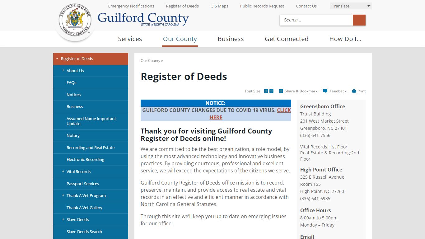 Register of Deeds | Guilford County, NC